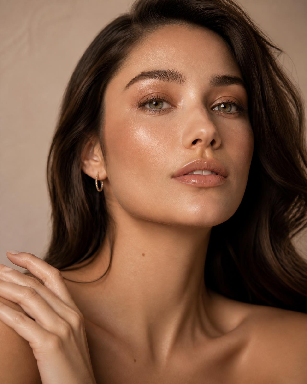 Model with luminous, glowing skin